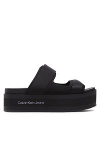 Calvin Klein Jeans Klapki Flatporm Sandal Webb YW0YW01074 Czarny. Kolor: czarny. Materiał: materiał #1
