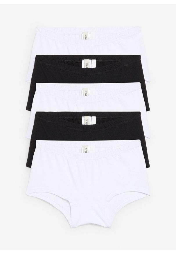 bonprix - Figi panty z miękką bawełną organiczną (5-pak). Kolor: biały. Materiał: bawełna