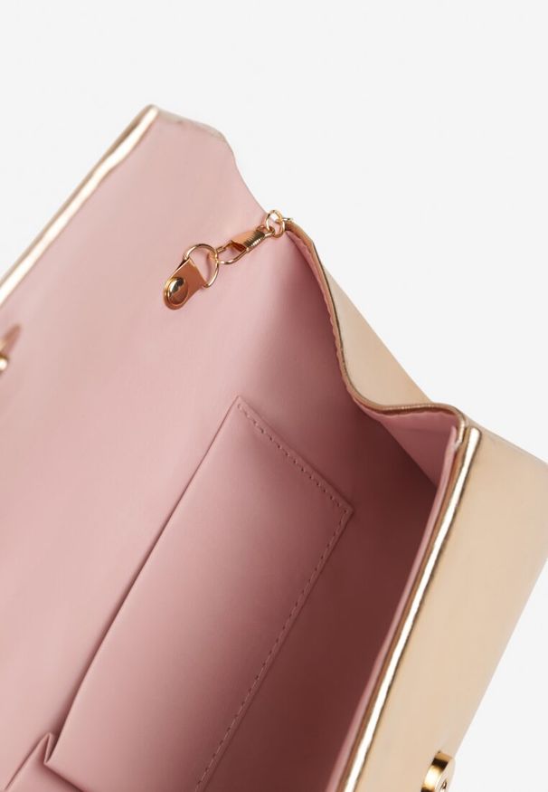 Born2be - Szampańska Torebka Kopertówka o Geometrycznym Kształcie Fesoria. Kolor: złoty. Wzór: geometria. Styl: klasyczny