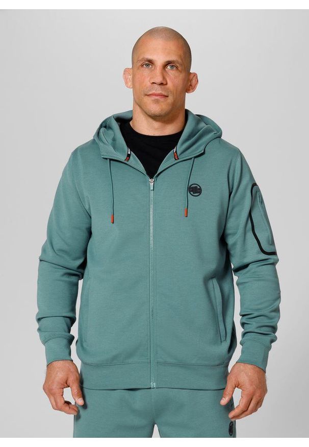 PITBULL - Bluza męska Pitbull rozpinana z kapturem Explorer. Typ kołnierza: kaptur. Kolor: zielony. Sport: fitness
