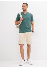 bonprix - Shirt z dekoltem henley, krótki rękaw (2 szt.), z czystej bawełny organicznej. Typ kołnierza: typu henley. Kolor: czarny. Materiał: bawełna. Długość rękawa: krótki rękaw. Długość: krótkie