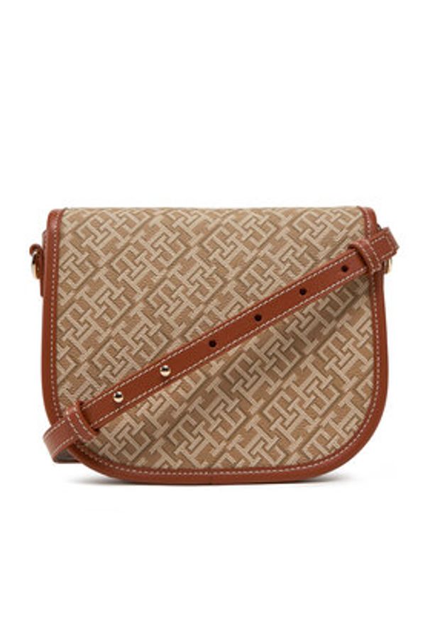 TOMMY HILFIGER - Tommy Hilfiger Torebka Th Monoplay Leather Saddle Bag AW0AW17414 Brązowy. Kolor: brązowy. Materiał: skórzane