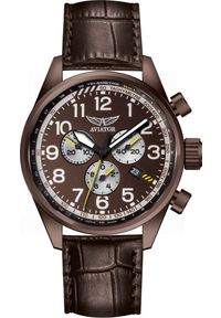 AVIATOR - Zegarek Aviator Zegarek męski Aviator V.2.25.8.172.4 brązowy. Kolor: brązowy #1