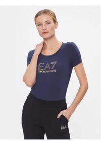 EA7 Emporio Armani T-Shirt 8NTT67 TJDQZ 1554 Granatowy Skinny Fit. Kolor: niebieski