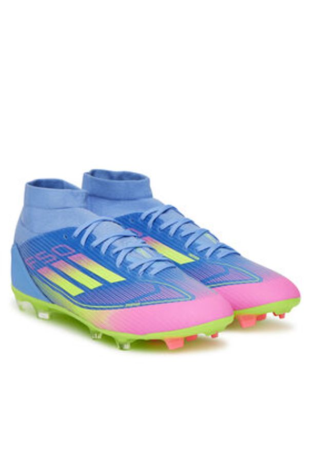 Adidas - adidas Buty do piłki nożnej F50 League Mid Firm/Multi-Ground JI0436 Granatowy. Kolor: niebieski. Materiał: materiał