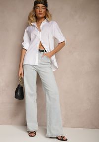Renee - Biała Klasyczna Koszula Oversize z Bawełny Liasora. Okazja: na co dzień. Kolor: biały. Materiał: bawełna. Styl: klasyczny #4