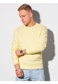 Ombre Clothing - Bluza męska bez kaptura bawełniana B1146 - żółta - XXL. Okazja: na co dzień. Typ kołnierza: bez kaptura. Kolor: żółty. Materiał: bawełna. Styl: casual, klasyczny