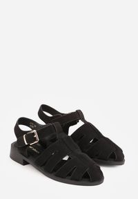 Renee - Czarne Sandały o Fasonie Gladiatorek z Paskiem ze Sprzączką Abma. Okazja: na co dzień. Zapięcie: pasek. Kolor: czarny. Styl: casual #3