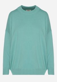 Born2be - Zielony Gładki Sweter z Rękawami Typu Nietoperz Ralanevia. Okazja: do pracy, na co dzień. Kolor: zielony. Wzór: gładki. Styl: casual #2