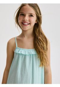 Reserved - Muślinowa sukienka na ramiączkach - jasnoturkusowy. Kolor: turkusowy. Materiał: bawełna. Długość rękawa: na ramiączkach #1