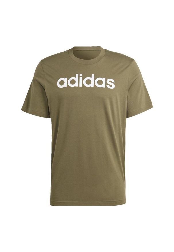 Adidas - Essentials Single Jersey Linear Embroidered Logo Tee. Kolor: beżowy. Materiał: jersey