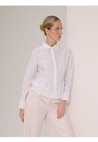 Sinsay - Koszula z krytą plisą i falbaną - biały. Kolor: biały