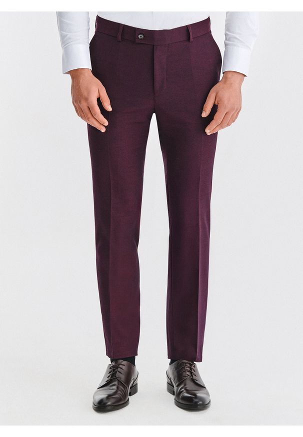 Pako Lorente - PAKO LORENTE – Bordowe spodnie garniturowe. Kolor: czerwony. Materiał: poliester, wiskoza, elastan