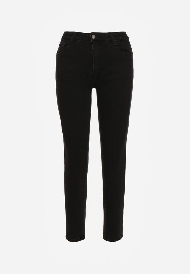 Renee - Czarne Jeansy o Fasonie Skinny Push Up Vosea. Kolor: czarny. Styl: elegancki