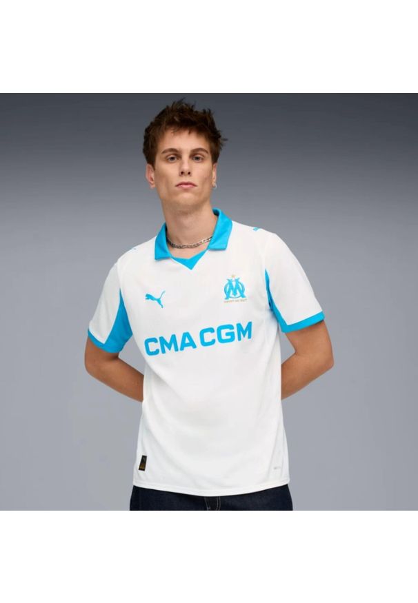 Koszulka piłkarska Puma Olympique de Marseille 25/26 domowa. Materiał: materiał. Sport: piłka nożna