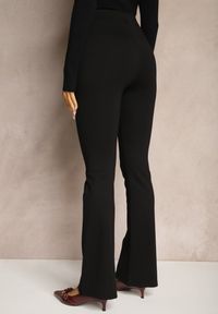 Renee - Czarne Spodnie Dzwony z Wiskozą i Bawełną z Gumką w Pasie High Waist Lertidra. Okazja: na co dzień. Stan: podwyższony. Kolor: czarny. Materiał: wiskoza, bawełna. Styl: retro, casual, elegancki #5