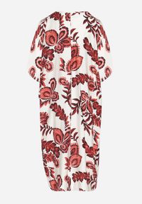 Born2be - Bordowa Sukienka z Lnem i Wiskozą Ozdobiona Cyrkoniami Sadelune. Okazja: na co dzień. Typ kołnierza: dekolt w serek. Kolor: czerwony. Materiał: len, wiskoza. Wzór: aplikacja. Styl: klasyczny, casual, elegancki #4