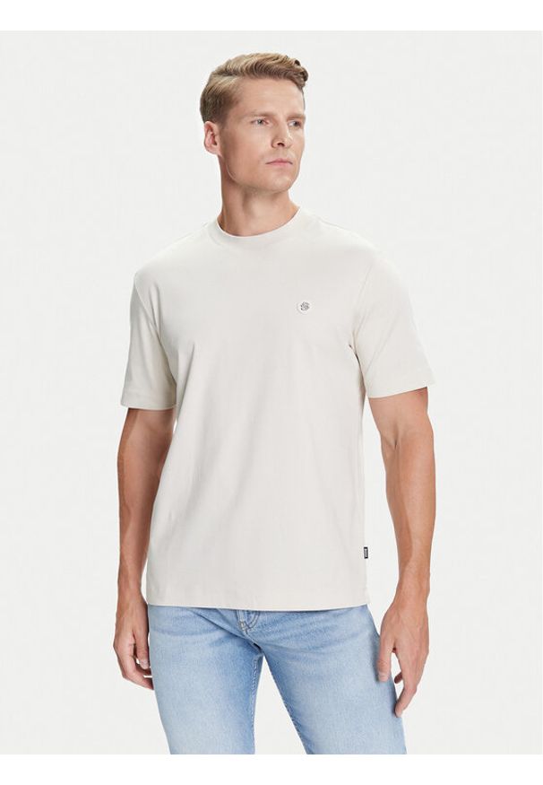 BOSS T-Shirt C-Taut 01 50520298 Beżowy Regular Fit. Kolor: beżowy. Materiał: bawełna