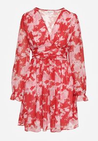 Renee - Czerwona Rozkloszowana Sukienka w Print Florystyczny Awerdia. Okazja: na co dzień. Typ kołnierza: dekolt w kształcie V. Kolor: czerwony. Długość rękawa: długi rękaw. Wzór: nadruk. Sezon: lato. Typ sukienki: rozkloszowane. Styl: casual #3