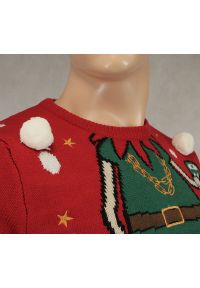 Sweter Świąteczny z Elfem, Śmieszny, Na Prezent, Pompony - Brave Soul, Męski. Materiał: akryl. Styl: wizytowy #4