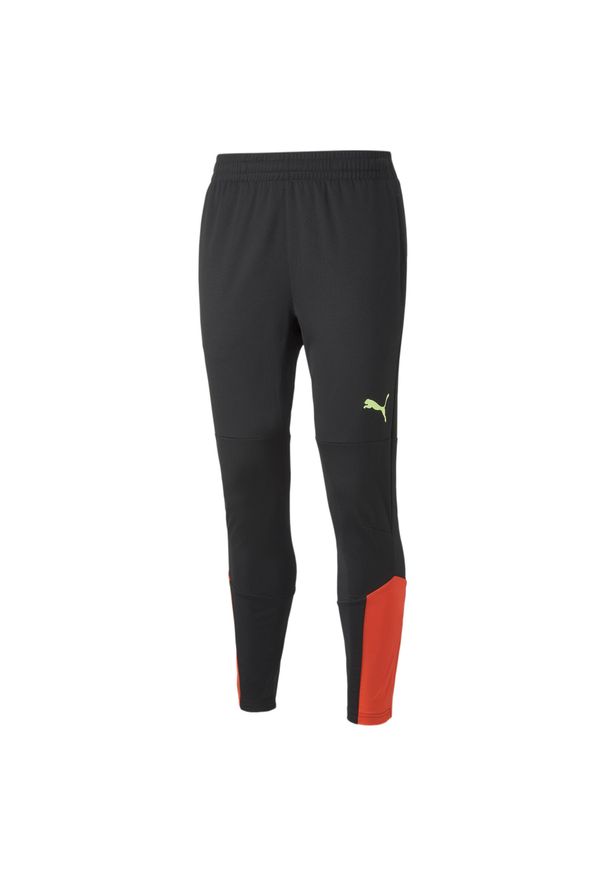 Spodnie Puma Individualfinal Training Pants, Mężczyźni. Kolor: czarny, pomarańczowy, wielokolorowy. Materiał: poliester, materiał. Sport: piłka nożna