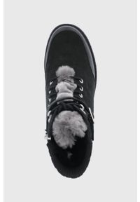 EMU Australia - Emu Australia Botki zamszowe damskie kolor czarny na płaskim obcasie ocieplone. Nosek buta: okrągły. Kolor: czarny. Materiał: zamsz. Obcas: na obcasie. Wysokość obcasa: niski