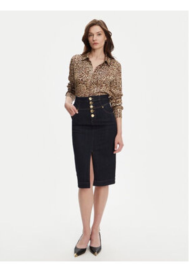 Marciano Guess Spódnica jeansowa 5YGD13 7347A Granatowy Regular Fit. Kolor: niebieski. Materiał: bawełna