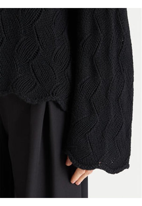 TwinSet - TWINSET Golf 252TT3424 Czarny Relaxed Fit. Typ kołnierza: golf. Kolor: czarny. Materiał: wiskoza