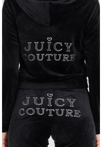 Juicy Couture - JUICY COUTURE Damska czarna bluza Regal Madison Hoodie. Okazja: na co dzień. Kolor: czarny. Materiał: poliester, elastan, materiał. Długość rękawa: długi rękaw. Długość: długie. Styl: casual, elegancki