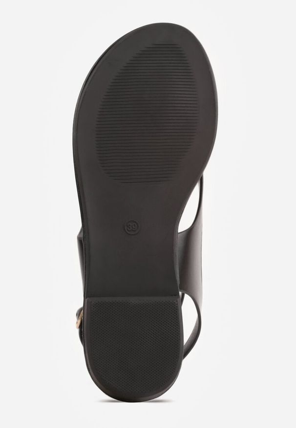 Renee - Czarne Sandały Japonki z Metaliczną Ozdobą Vikisima. Okazja: na co dzień. Zapięcie: sprzączka. Kolor: czarny. Wzór: aplikacja. Sezon: lato. Styl: casual