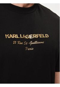 Karl Lagerfeld - KARL LAGERFELD T-Shirt 755056 542224 Czarny Regular Fit. Typ kołnierza: dekolt w karo. Kolor: czarny. Materiał: bawełna