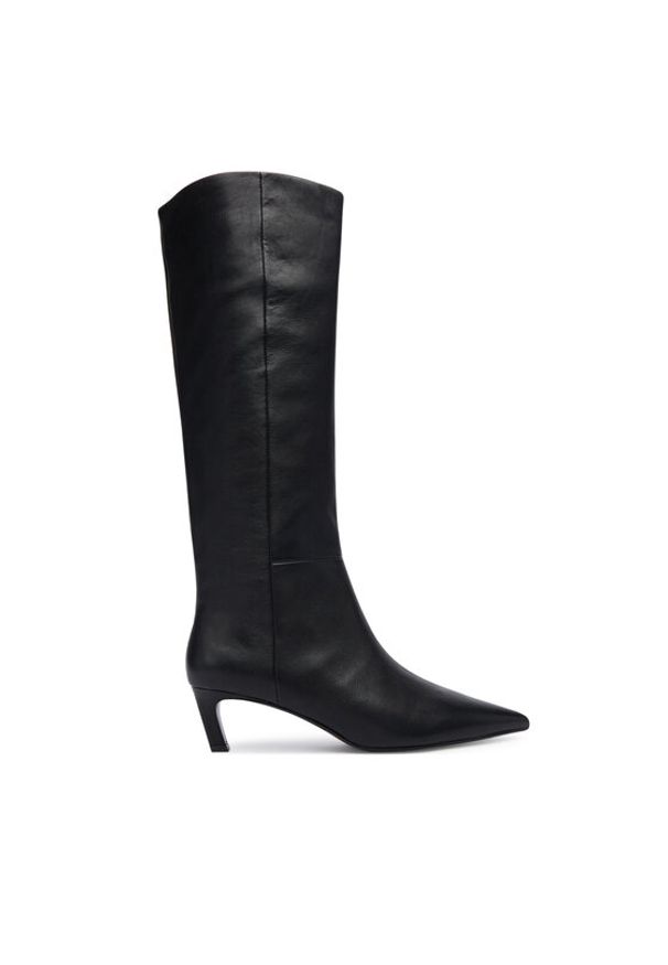 Calvin Klein Botki Ess Kitten Heel Long Boots HW0HW02690 Czarny. Kolor: czarny. Materiał: skóra