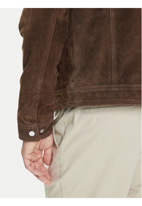 Serge Pariente Kurtka skórzana Cred Brązowy Regular Fit. Kolor: brązowy. Materiał: skóra