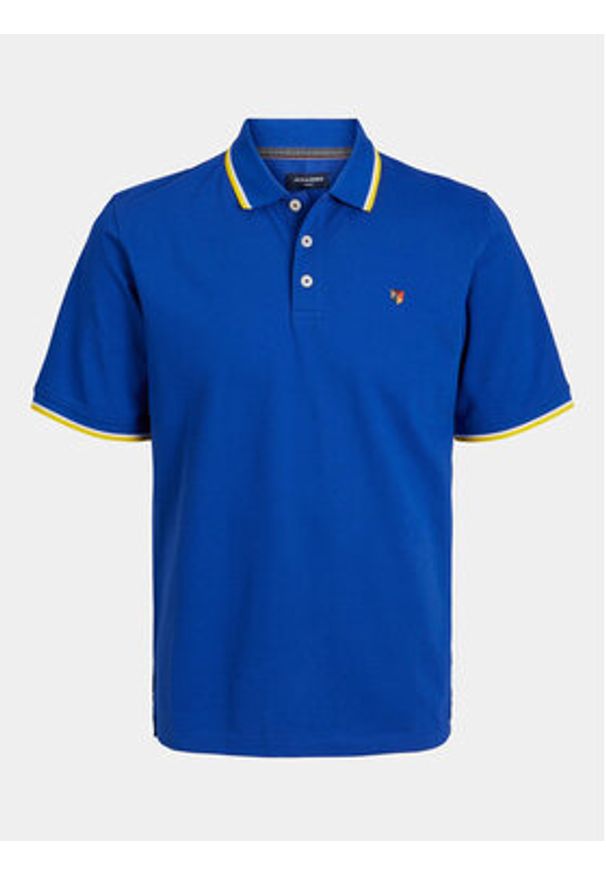 Jack & Jones - Jack&Jones Polo Bluwin 12169064 Niebieski Regular Fit. Typ kołnierza: polo. Kolor: niebieski. Materiał: bawełna