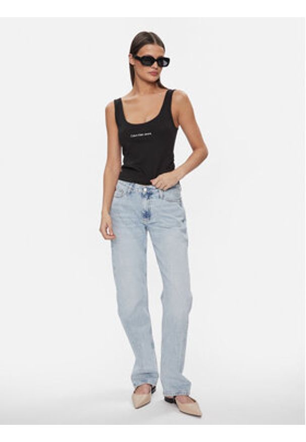 Calvin Klein Jeans Top Institutional J20J221064 Czarny Slim Fit. Kolor: czarny. Materiał: bawełna