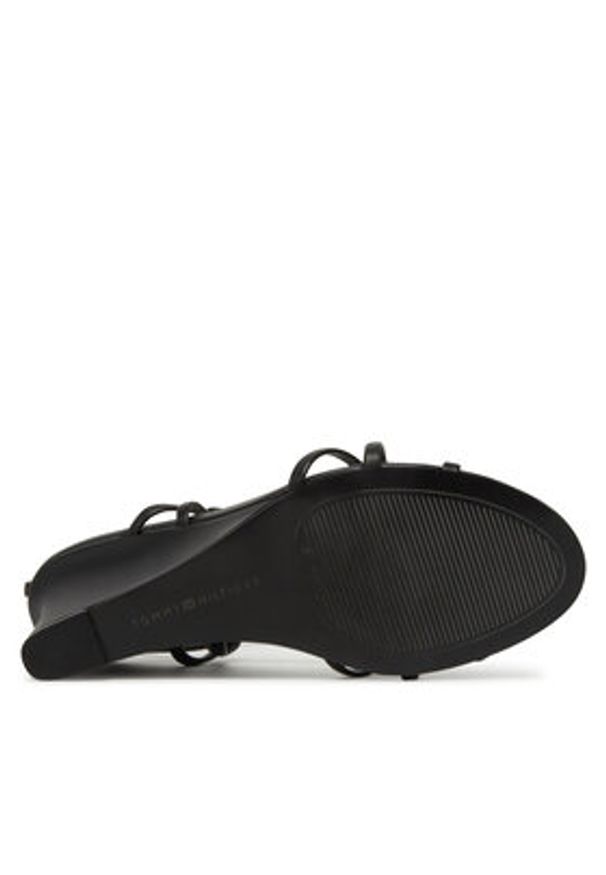 TOMMY HILFIGER - Tommy Hilfiger Sandały Leather Knots Wedge Sandal FW0FW08417 Czarny. Kolor: czarny. Materiał: skóra
