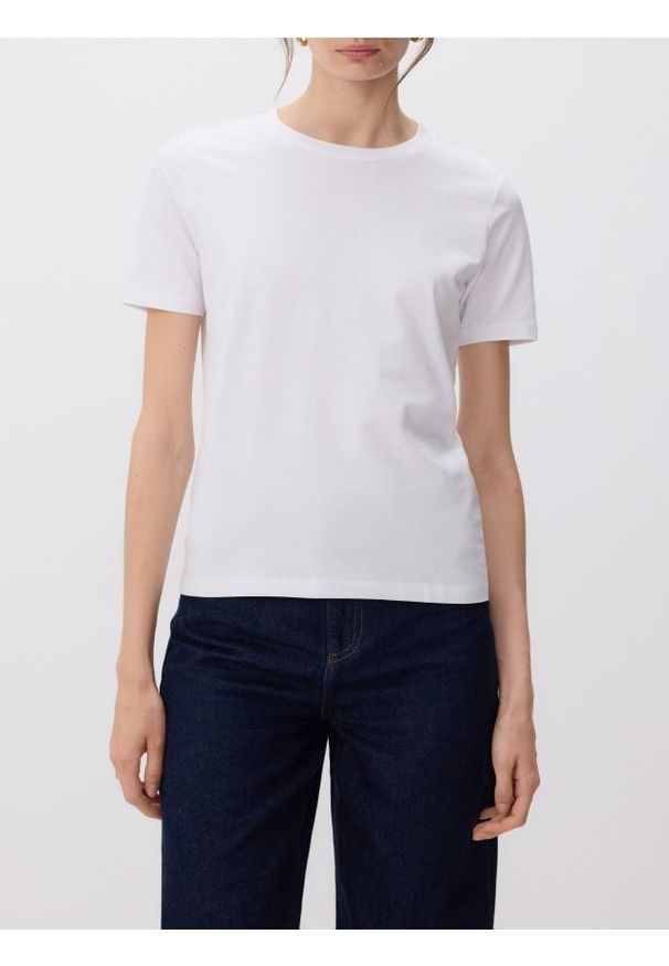 Reserved - T-shirt regular - biały. Kolor: biały. Materiał: bawełna, dzianina