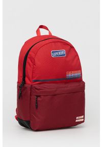 Superdry Plecak męski kolor czerwony duży z aplikacją. Kolor: czerwony. Wzór: aplikacja #5