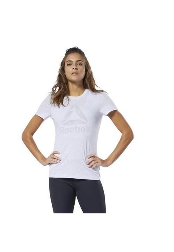 Koszulka treningowa damska Reebok Essentials Marble. Kolor: biały. Długość rękawa: krótki rękaw. Długość: krótkie