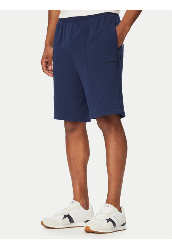 TOMMY HILFIGER - Tommy Hilfiger Szorty sportowe Terry UM0UM03914 Granatowy Regular Fit. Kolor: niebieski. Materiał: bawełna. Styl: sportowy
