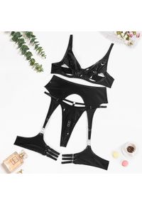 Intica - Komplet bielizny z delikatnym biustonoszem i majtkami Dea. Kolor: czarny. Materiał: materiał, skóra #1