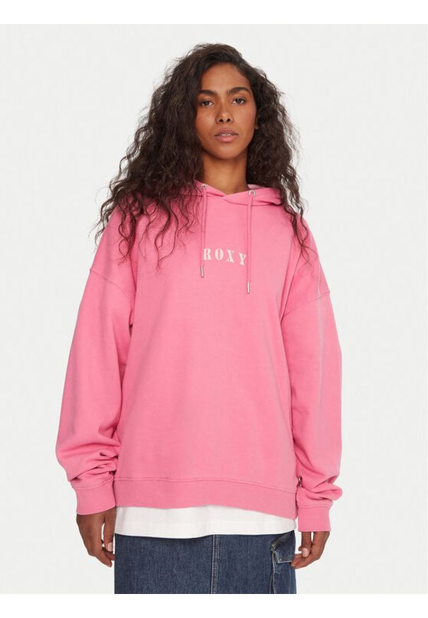 Roxy Bluza Lineup ERJFT05016 Różowy Oversize. Kolor: różowy. Materiał: bawełna