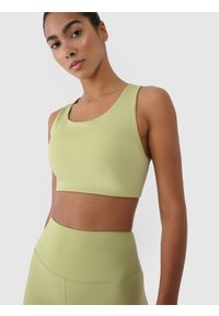 4f - 4F Biustonosz treningowy z niskim wsparciem damski - zielony XL. Kolor: zielony. Materiał: guma, elastan, materiał, włókno, dzianina, syntetyk. Rodzaj stanika: wyciągane miseczki. Wzór: jednolity, gładki, ze splotem. Sport: fitness, joga i pilates #2