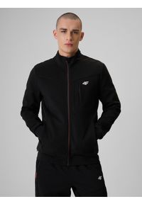 4f - 4F Bluza dresowa regular bez kaptura męska - czarna M. Okazja: na co dzień. Typ kołnierza: bez kaptura. Kolor: czarny. Materiał: dresówka. Styl: casual, sportowy #1