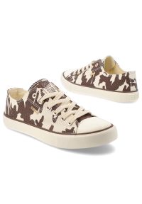 Big-Star - Trampki damskie Big Star, tekstylna cholewka zwierzęcy print sznurowany fason klasyczna gumowa podeszwa okrągły nosek, brązowe, TT274771. Nosek buta: okrągły. Zapięcie: sznurówki. Kolor: brązowy. Materiał: guma. Szerokość cholewki: normalna. Wzór: motyw zwierzęcy, nadruk. Styl: klasyczny #6