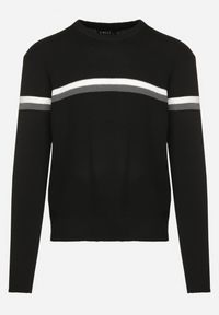 Born2be - Czarny Sweter z Wełną i Paskami Sailissa. Kolor: czarny. Materiał: wełna. Wzór: paski. Styl: elegancki #5