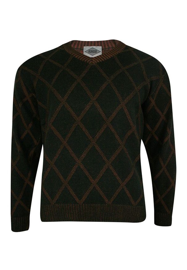 Sweter Kings klasyczny, z dekoltem w serek