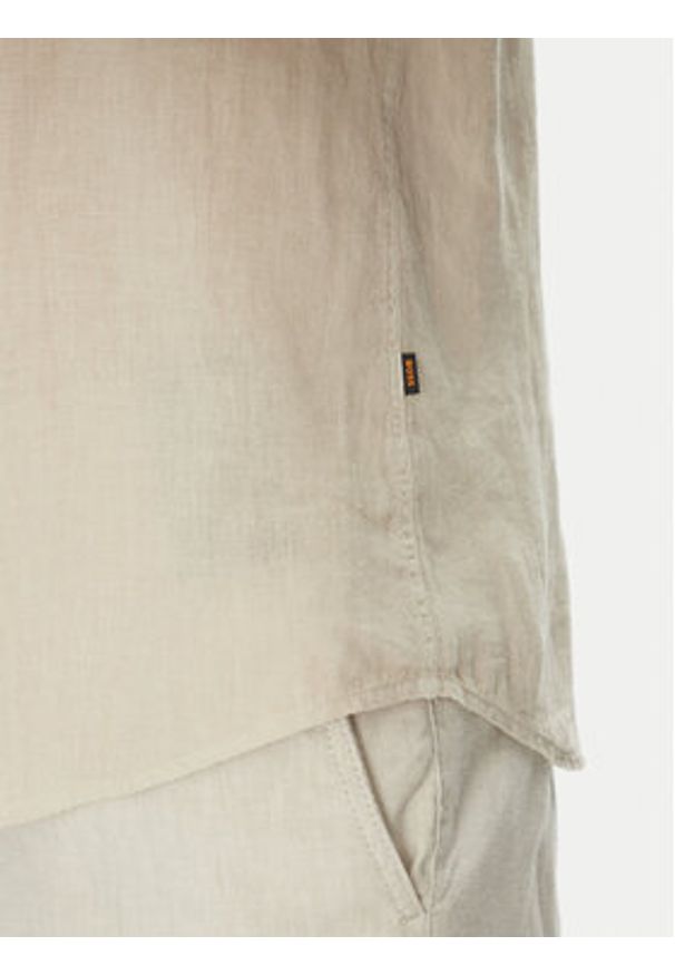 BOSS Koszula 50537381 Beżowy Regular Fit. Kolor: beżowy. Materiał: len