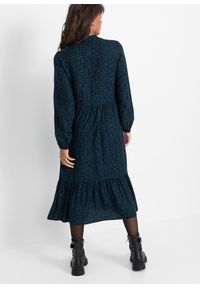 bonprix - Sukienka midi z wiskozy. Kolor: niebieski. Materiał: wiskoza. Typ sukienki: szmizjerki. Długość: maxi, midi