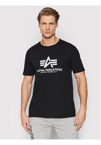 Alpha Industries T-Shirt Basic Reflective Print 100501RP Czarny Regular Fit. Kolor: czarny. Materiał: bawełna. Wzór: nadruk #1